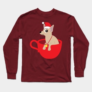 Cute Christmas Teacup Chihuahua Long Sleeve T-Shirt